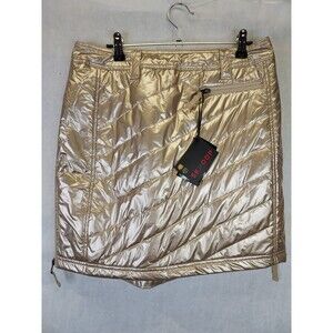 Skhoop Sandy Short Skirt Women's M Champagne Gold Quilted Zip Up Apres Ski NEW